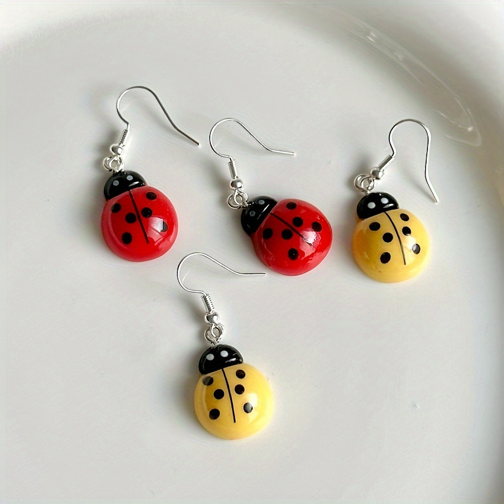 Y2K Resin Ladybug Earrings for Women